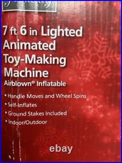 NEW 7.5' Lighted GEMMY Christmas Santa Toy Making Machine Inflatable Airblown
