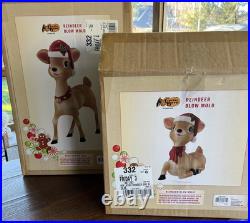 NEW Cracker Barrel Blow Mold Christmas Reindeer Girl & Boy Set of 2 NIOB Battery