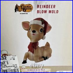 NEW Cracker Barrel Blow Mold Christmas Reindeer Girl & Boy Set of 2 NIOB Battery