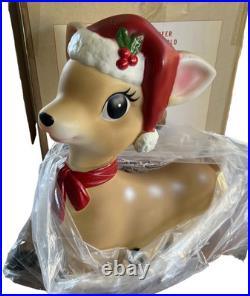 NEW Cracker Barrel Blow Mold Christmas Reindeer Girl & Boy Set of 2 NIOB Battery