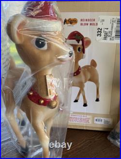 NEW Cracker Barrel Blow Mold Christmas Reindeer Girl & Boy Set of 2 NIOB Battery