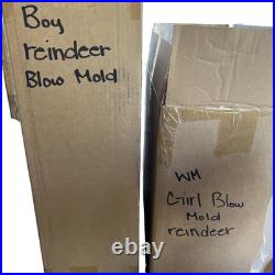 NEW Cracker Barrel Blow Mold Christmas Reindeer Girl & Boy Set of 2 NIOB Battery