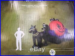 NEW GEMMY 12' Halloween Lighted AirBlown Inflatable Fire & Ice Reaper Carriage