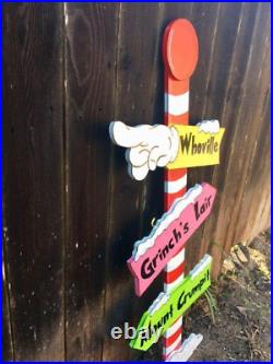 NEW GRINCH Whoville Sign Pole CHRISTMAS Lawn Yard Art Decoration Decor