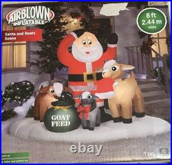 NEW-Gemmy 8' Wide Santa Feeding Goats Christmas Lighted Inflatable Airblown-New