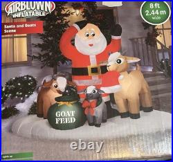 NEW-Gemmy 8' Wide Santa Feeding Goats Christmas Lighted Inflatable Airblown-New