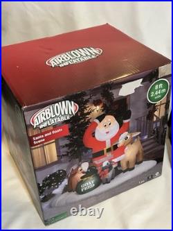 NEW-Gemmy 8' Wide Santa Feeding Goats Christmas Lighted Inflatable Airblown-New
