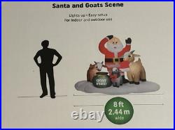 NEW-Gemmy 8' Wide Santa Feeding Goats Christmas Lighted Inflatable Airblown-New