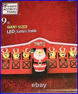 NEW Gemmy 9' Santa Reindeer Stables Lighted Christmas Inflatable Airblown-NEW