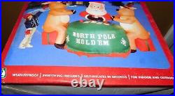 NEW Gemmy Airblown Inflatable North Pole Hold'Em Santa Reindeer Cards 7' Light