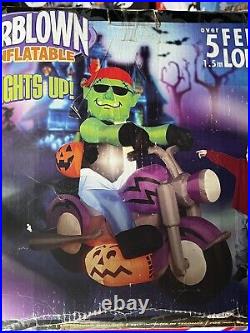NEW Gemmy Halloween Airblown Inflatable 5ft Frankenstein On Motorcycle- 2006