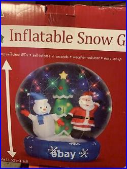 NEW IN BOX Christmas Airblown Inflatable Snow Globe Santa Claus & Snowman
