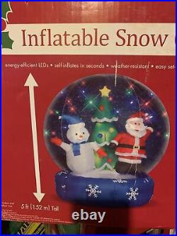 NEW IN BOX Christmas Airblown Inflatable Snow Globe Santa Claus & Snowman