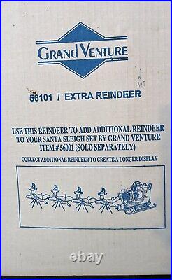 NEW In Box VTG 1999 Grand Venture Lighted Santa Reindeer Christmas Blow Mold 29