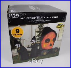 NEW Projection Airblown Inflatable Skull Coach Scene Halloween 9ft Decorations