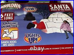 NEW RARE Gemmy Christmas Airblown Inflatable Animated 6ft Santa Stuck In Igloo