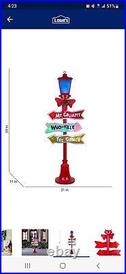 NIB Dr Seuss Whoville Grinch Light Up LED 5' Lamp Post Yard Christmas Decor Sign