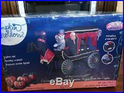 NOS 2007 Airblown Halloween Pumpkin Hollow Carriage Hearse Animated Zombie 12ft