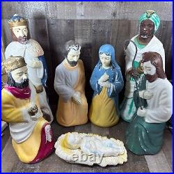 Nativity Blow Mold Christmas Plastic Empire 22 1960s No Lights Wisemen Shepherd