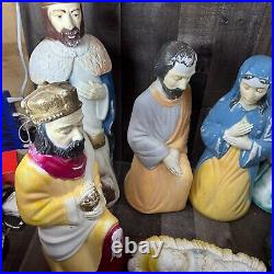 Nativity Blow Mold Christmas Plastic Empire 22 1960s No Lights Wisemen Shepherd