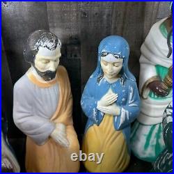 Nativity Blow Mold Christmas Plastic Empire 22 1960s No Lights Wisemen Shepherd