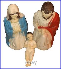 Nativity Blow Mold Set Mary Joseph Jesus Outdoor Christmas Lighted 28'