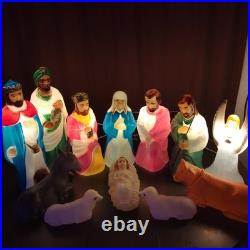 Nativity Scene Blow Mold Lighted Christmas Holy Family Vintage Empire Lot of 12