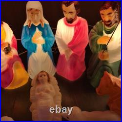 Nativity Scene Blow Mold Lighted Christmas Holy Family Vintage Empire Lot of 12