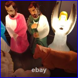 Nativity Scene Blow Mold Lighted Christmas Holy Family Vintage Empire Lot of 12