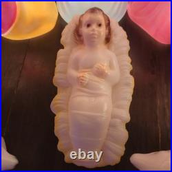 Nativity Scene Blow Mold Lighted Christmas Holy Family Vintage Empire Lot of 12