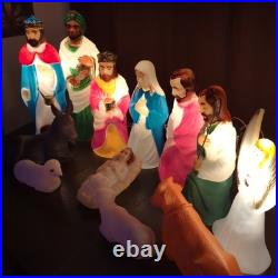 Nativity Scene Blow Mold Lighted Christmas Holy Family Vintage Empire Lot of 12