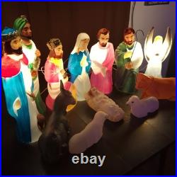 Nativity Scene Blow Mold Lighted Christmas Holy Family Vintage Empire Lot of 12