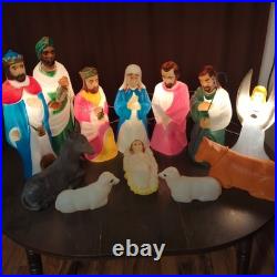 Nativity Scene Blow Mold Lighted Christmas Holy Family Vintage Empire Lot of 12