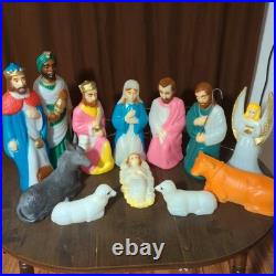 Nativity Scene Blow Mold Lighted Christmas Holy Family Vintage Empire Lot of 12