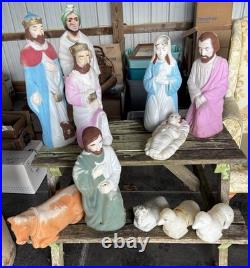 Nativity Set Blow Mold 11 Pcs Empire 3 Sheep 3 Kings Cow Shepard No Lights/cord