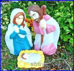 Nativity Set JESUS MARY JOSEPH Blow Mold Christmas Yard Vintage 26+ 27 HUGE