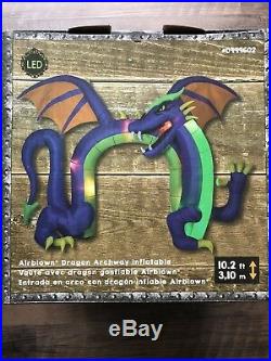New 10.2 Ft Led Dragon Archway Inflatable Haunted Halloween Party Fire & Ice