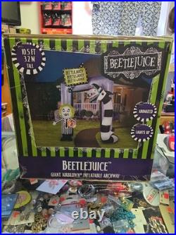 New 10.5' GEMMY ANIMATED BEETLEJUICE SANDWORM ARCHWAY Airblown Yard Inflatable