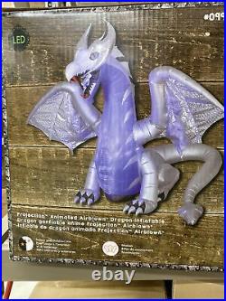 New 11.5 Ft Gemmy Silver Dragon Fire Ice Animated Inflatable Airblown Halloween