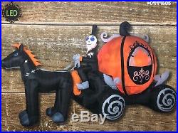 New 11.5 Ft Led Pumpkin Carriage Inflatable Haunted Halloween Projection Horse