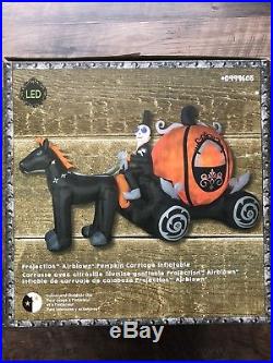New 11.5 Ft Led Pumpkin Carriage Inflatable Haunted Halloween Projection Horse