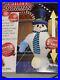 New 2003 Gemmy RARE 8’Snowman With Broom Lighted Christmas inflatable Airblown