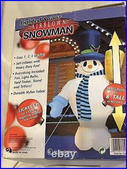 New 2003 Gemmy RARE 8'Snowman With Broom Lighted Christmas inflatable Airblown