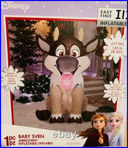 New 6 Ft Tall Led Disney Frozen Christmas Baby Sven Inflatable By Gemmy