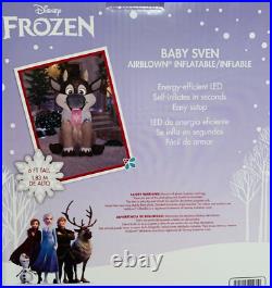 New 6 Ft Tall Led Disney Frozen Christmas Baby Sven Inflatable By Gemmy