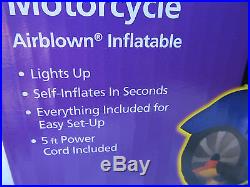 New 7 Foot Lighted Grim Reaper On Motorcycle Halloween Airblown Inflatable Yard