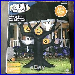 New 8.5 Ft Gemmy Halloween Tree Inflatable Ghost Pumpkins Lights Up Lighted