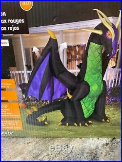 New 9 Ft Gemmy Red Eyed Dragon Fire Ice Animated Inflatable Airblown Halloween