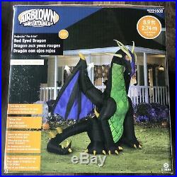 New 9 Ft Gemmy Red Eyed Dragon Projection Animated Inflatable Lights Halloween