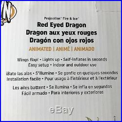 New 9 Ft Gemmy Red Eyed Dragon Projection Animated Inflatable Lights Halloween